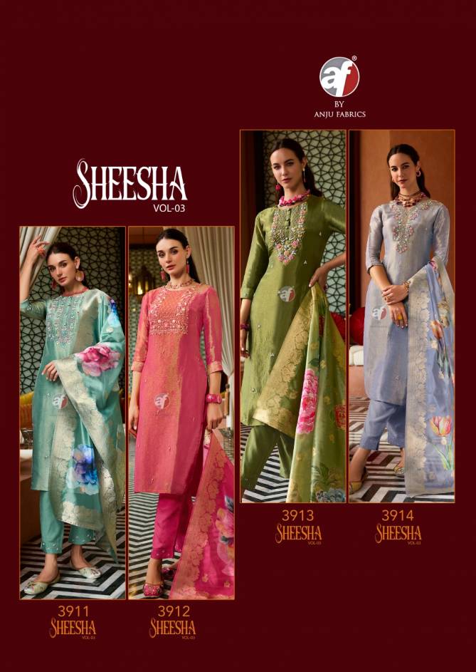 Sheesha Vol 3 By Af Heavy Designer Kurti With Bottom Dupatta Wholesale Shop In Surat